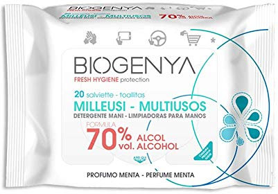 Diva International Biogenya Milleusi Igienizzanti 70% Alcool Salviette 20 Pezzi