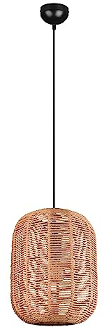 Trio Leuchten Pendelleuchte Runa 303090132, Metall Schwarz matt, Sisal braun, exkl. 1x E27