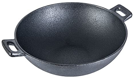Wonderchef Forza Cast Iron Wok/Kadhai 24cm, Black,63153474