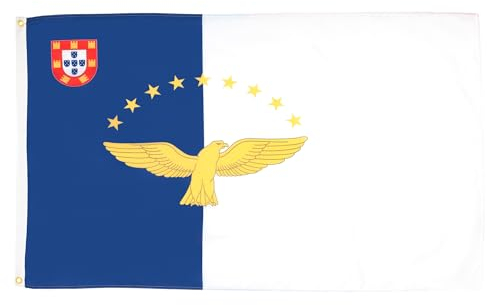 AZ FLAG - Flagge Azoren - 90x60 cm - Açores Fahne 100% Polyester mit Messing-Ösen - UV-beständig - Vives Farben - 50g