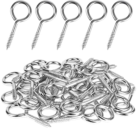 MOGADEE® 10 Stück Ösenschraube Edelstahl, Schraubösen edelstahl M5 65mm, Ringschraube, Haken Zum Schraubhaken, Schraubösen mit Holzgewinde, Ösenhaken um eine Wäscheleine zu Spannen Weihnachtsgirlande