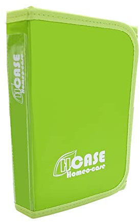 HOMEO-CASE | Astuccio per omeopatia | Astuccio per medicinali | 40 spazi per tubi da 4 grammi di Boiron | Colore verde lime (non include tubi)