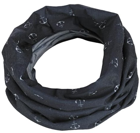 modAS Multifunktionstuch mit Ankerprint - Bandana Halstuch Damen Herren Schlauchtuch Gesichtsmaske Kopfbedeckung in Marine