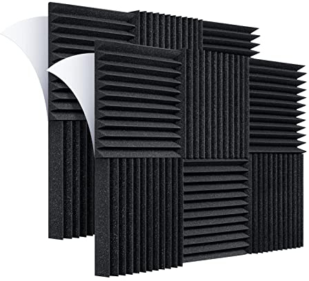 Wemk Panneaux de Mousse Acoustique, Lot de 36 Panneaux Acoustique Ignifuges Autocollante, Mousse Anti Bruit, pour Podcasting, Studio d'enregistrement, Bureaux, 30 x 30 x 2,5 cm