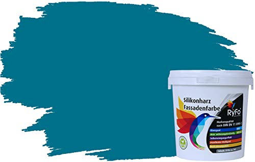 RyFo Colors Silikonharz Fassadenfarbe Lotuseffekt Trend Dunkeltürkis 1l
