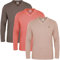 JRC Just Royal Clothing Pack of 3 Mens Long Sleeve V-Neck T-Shirts, Casual Vee Neck Tops (Peach Amber, Rgby Tan, Cocoa Brown, M)