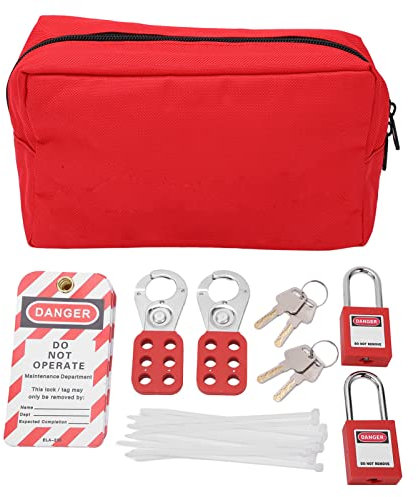 Electrical Loto Kit, Lockout Tagout Kit with Safety Padlocks Hasps Loto Tags Keys Bag Lock Marked Products Safety Equipment