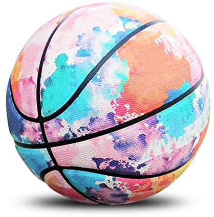 Sportartikel Basketballball für Erwachsene und Kinder, professioneller Outdoor-Basketball, offizielle Größe 7 und Größe 5, hergestellt für Indoor- und Outdoor-Basketballspiele (Größe 5, bunt rot)