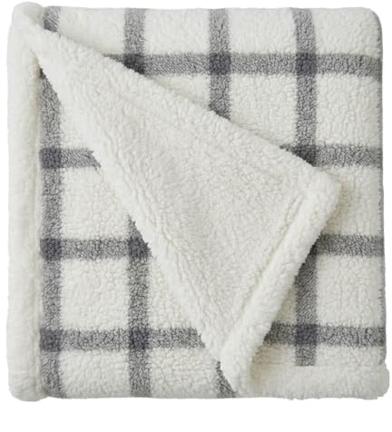 Eddie Bauer Überwurfdecke, ultraweiche Plüsch-Bettwäsche mit Kunstfell-Rückseite, Decke für Couch und Bett (Bunkhouse Plaid Grey, 127 x 152,4 cm)