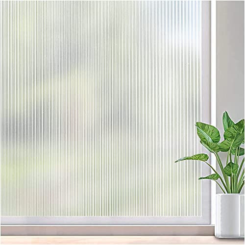 Lifetree Reeded Glass Window Film Privacy: 3D Decorative Vinyl Window Privacy Film Static Cling UV Blocking for Glass Windows Door (No Glue Type 2, 44.5 * 200cm)