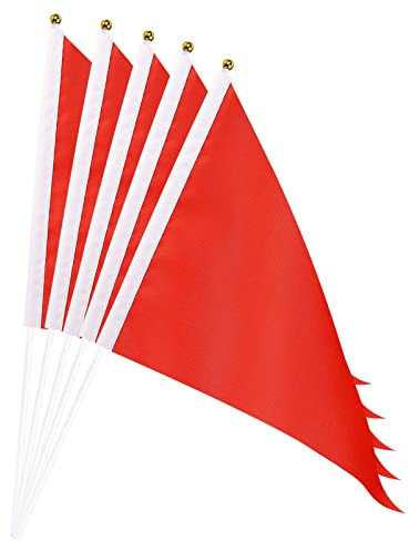 sourcing map Drapeau rouge Bâton, Main Tenu Petit Mini Bricolage Drapeau 11,8 Pouce x 7,8 Pouce Triangle pour Festival Events Celebration Paquet de 12