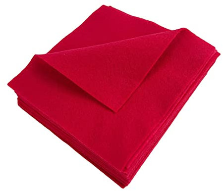 Jtnohx Weicher Filzstoff, Flexibler Bastelfilz, Filzplatten zum Basteln, 1,4mm dickes 15x15cm Farbig Filz für Nähprojekte und Diy (Rote)