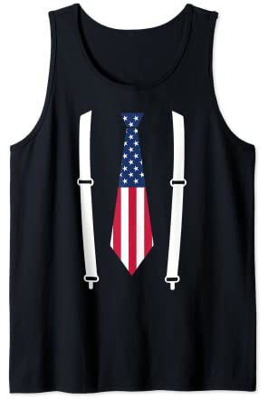 Kummerbund Hosenträger USA Flagge Smoking Kostüm T-Shirt Tank Top