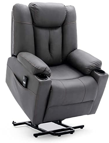More4Homes AFTON ELECTRIC FABRIC SINGLE MOTOR RISER RECLINER LIFT MOBILITY TILT CHAIR CHARCOAL