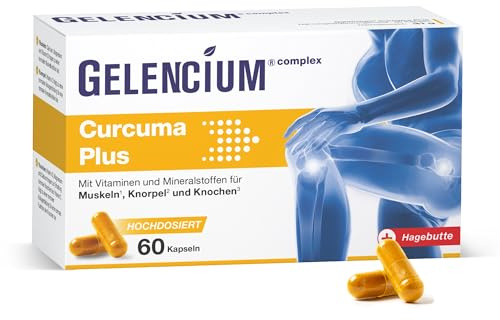 GELENCIUM® Curcuma Plus - Hochdosierter Curcuma-Extrakt mit 95% Curcuminoiden - mit Hagebutte - ohne Piperin - mit 8 Vitaminen & Mineralstoffen - 60 Kapseln