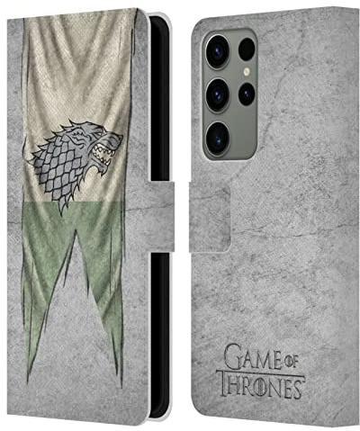 Head Case Designs Offizielle HBO Game of Thrones Stark Sigil Flags Leder-Wallet-Hülle Kompatibel mit Samsung Galaxy S23 Ultra 5G