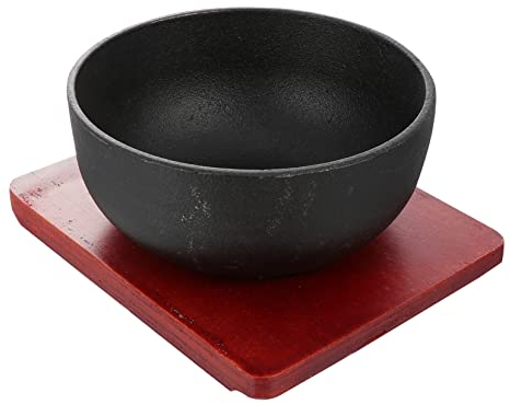 Cabilock Original Cast Iron Cooking Bowl Skillet Black Large Soup Bowl Household Bibimbap Bowl Non-Slip