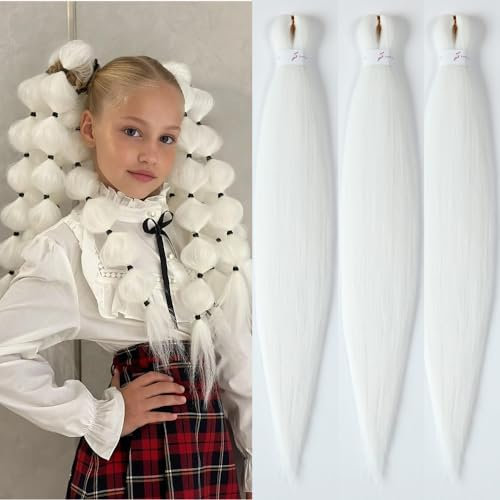 YDDM Pre Stretched Braiding Hair Extensions 20 Zoll 3packs Braids Extensions Kunsthaar Weiß Haarverlängerung Kunsthaar Zum Einflechten Extension Für Jumbo Braids Haare(20 Zoll, 60#)