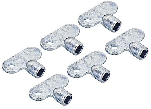 PATIKIL Radiator Valve Keys, 6 Pack Zinc Alloy Square Socket Vent Air Valve Key Wrench Plumbing Bleeder Tool Single Hole for Radiator Heater Faucet, Silver