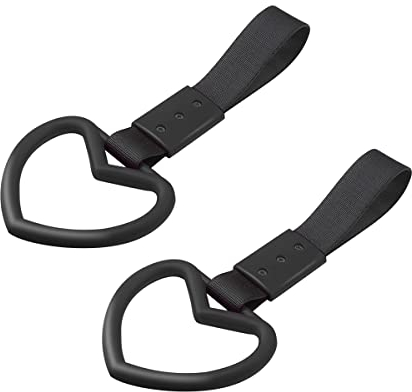JNNJ 2 Stück Heckstoßstange Warnring, Auto Handschlaufe Ring, Universal Bus Griff Handschlaufe Charm, Ring Herz Zug Griff Handschlaufe Drift Charm Strap Drift(Schwarz)
