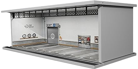 Harilla 1/64 Spielzeugautogarage mit Licht für Autos, Autos Parkhaus Autovitrine für Sportwagen, Parkhaus Vitrine Auto Veranstalter Tischdekoration für Sammler, Spielzeugautos, Sportwagen, Stil b