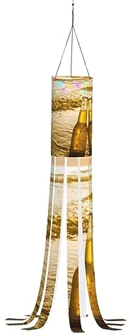 ROOZEE Windsack-Flagge für Flaschen, Bier, Strand, Sonnenuntergang, Halloween, klein, beleuchtet, 102 cm, 9 Schwänze, perfekte Urlaubsdekoration