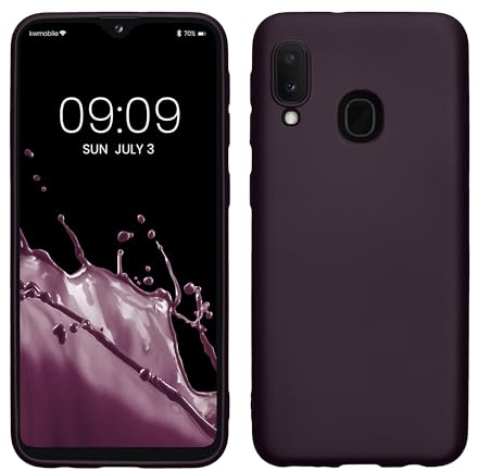 kwmobile Case kompatibel mit Samsung Galaxy A20e Hülle - Schutzhülle aus Silikon metallisch schimmernd - Handyhülle Metallic Brombeere