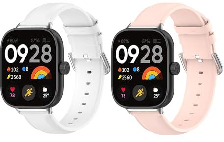 2 bracciali per Xiaomi Smart Band 8 Pro cinturino in pelle, cinturino di ricambio in pelle, accessorio compatibile con Xiaomi Mi Band 8 Pro (bianco/rosa)