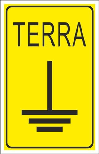 M-ITALY CARTELLO SEGNALETICO - MESSA A TERRA - Adesivo Extra Resistente, Pannello in Forex, Pannello In Alluminio (15x10, Alluminio)
