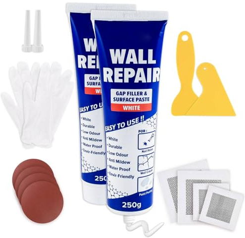 Bubuny Stucco per Muro, 500g Kits Stucco Riempitivo per Muro, Grande Capacità Crema Riparatrice Muri, Efficacemente Riparare Graffi da Parete, Crepe, Fori per Unghie, Graffiti