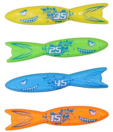 TOPWAYS Tauchspielzeug Pool Spielzeug, Tauchtorpedo zum Schwimmen, Unterwasser-Pooltraining, Schwimmbad Sommerpool Schwimmspielzeug (Torpedos 4)