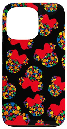 iPhone 13 Pro Disney Minnie Mouse Icon Rainbow Hearts Black Case