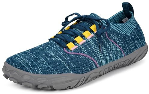 Knit Scarpa Barefoot Minimaliste Uomo Donna Scarpe da Pianta Larga Trail Sneaker Camminata Running Flessibile con Zero Drop Soles Verde Scuro 43