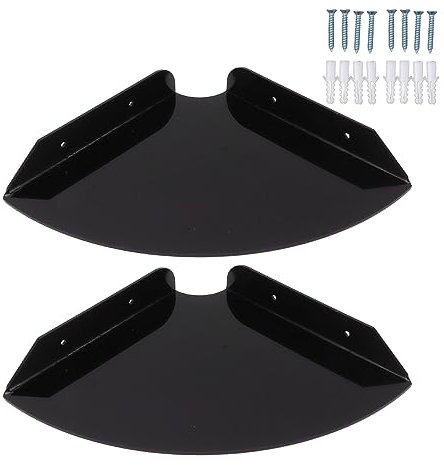 Serlium Eckregal, 2 Stück, Wandmontage, Schwebende Eckregale, Viertelrunde Hängende Eckregale Für Schlafzimmer, Wohnzimmer, Duschraum(Schwarz)