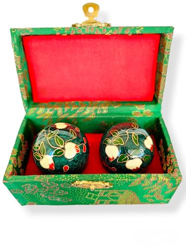 SabelAX Baoding Boules de santé pour exercice des doigts pour soulager le stress, méditation, relaxation, anti-stress Feng Shui (vert fleur)