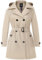 Wantdo Damen Übergröße Trenchcoat Wasserdichter Jacken Zweireihiger Klassischer Damenmantel mit Revers Elegant Mäntel mit Verstellbare Gürtel Khaki 60-62
