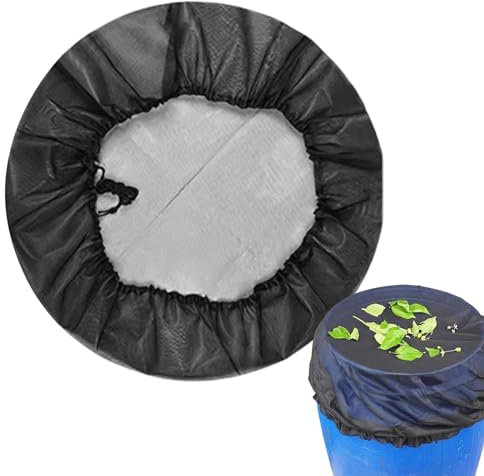 Écran pour baril de pluie, couvercle pour baril de pluie - Housse de récupération d'eau de pluie avec cordon réglable | Écran de filet de barils de collecte de pluie pour jardins, terrasses ou tout es