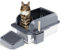 Citylife Katzenklo Edelstahl XXL, 60.8x40.8x31cm Katzentoilette Große, Katzen klo für Große Katzen hochseitige, Rückstandsfrei, geruchsneutral, Mit Schaufel für katzenstreu, Dunkelgrau