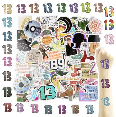VANHVIS 148Pcs Music Theme Stickers for Water Bottles Laptop, Singer Merch Stickers with 13 Hand Tattoos for Girls Kids Party Favors