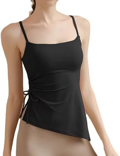 Damen Sommer Casual Tank Top mit Integriertem BH Oberteil Fitness Gym Shirts