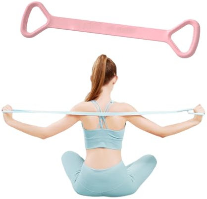 Fascia di resistenza a forma di 8, per esercizi di braccia, schiena, spalle, corda elastica, per fitness, piedi, gambe, mani, braccia, yoga, pilates, stretching, fisioterapia, allenamento a casa (rosa