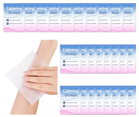 LaWink 26PCS Post Wax Calming Oil Wipes - Refill Pack for After Waxing and Depilation - Finishing Wipes for Facial and Body Skin Care Wax Remover, Post Waxing Treatment