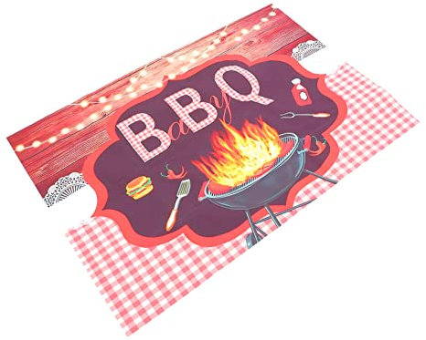 OFFSCH Panno di fondo per barbecue sfondo di compleanno barbecue panno appeso a tema stoffa per tappezzeria Decorazione festa barbecue arredamento decorazione per feste barbecue vinile