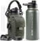 OneTigris Edelstahl Trinkflasche, Wasserflasche 0,9L Hohe Kapazität, Sportflasche mit gute Isolationswirkung für Fahrrad, Camping, Yoga, Gym, Softair, OD Grün, 32OZ