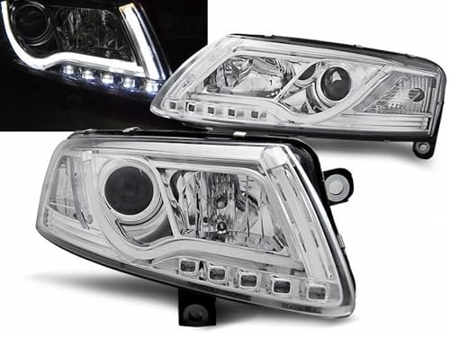 Led Light Tube Scheinwerfer Set in chrom für Audi A6 C6 4F 2004-2008-