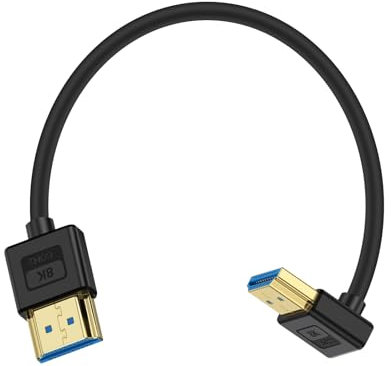Maxhood 8K HDMI Cable Short, 90 Degree HDMI Cable, Down Angle, 8K@60Hz & 48Gbps, Slim Soft Silicone HDMI 2.1 Cord Compatible for Roku TV/HDTV/PS5/Blu-ray