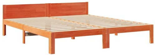 vidaXL Massivholzbett ohne Matratze Wachsbraun 180x200 Kiefernholz, Bettrahmen, Schlafzimmerbett, Doppelbett, Schlafzimmermöbel, Bett, Holzbett