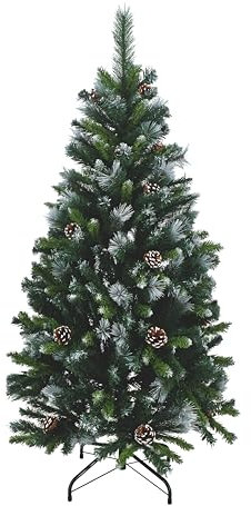 Tarrington House Künstlicher Weihnachtsbaum, Gletscherbaum, PVC Tannenbaum mit 482 Spitzen, Ø 81 x 150 cm, grün/weiß