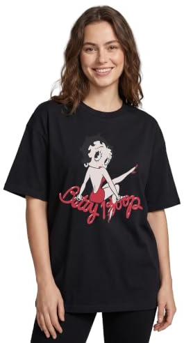 Vanilla Underground Betty Boop Womens Black Short Sleeve Graphic Tee | Vintage Cartoon Character Crew Neck T-Shirt | Retro Flapper Style Apparel | Casual Wear for Women