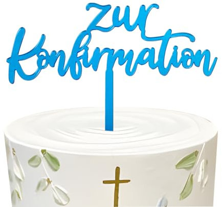 MEJOSER Cake Topper Konfirmation Tortendeko Blau Torten Topper Tortenstecker Zur Konfirmation Deko für Junge Mädchen Kuchen Cupcake (Blau)